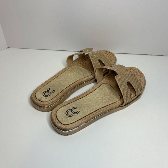 Cindy Claire Studded Jewel Rubber Flat Sandals Slip On Slides Womens Designer - Picture 4 of 9